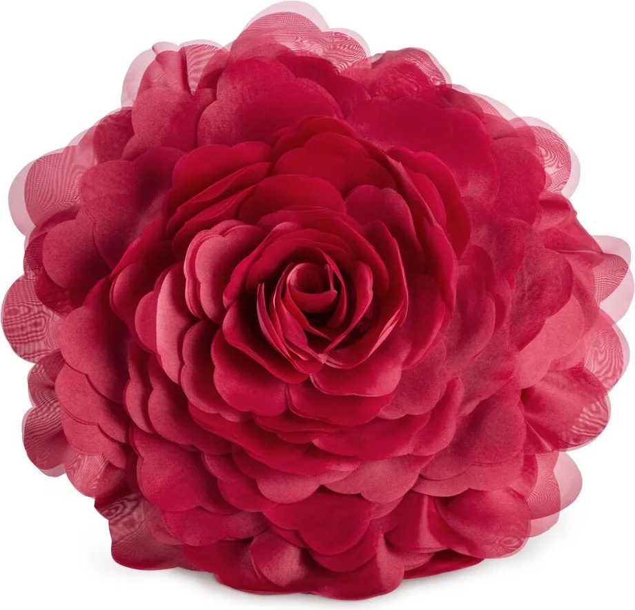 Dekoratív párnahuzat 40 cm bordó 3D chiffon virággal