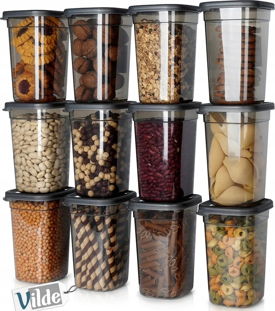 12x Konyhai Tartályok ömlesztett termékek élelmiszer kávé cukor só tészta 1L