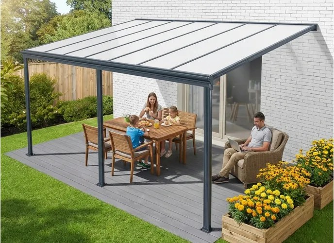 alumínium pergola LANITPLAST WALL 53 antracit + opal PC LG2130