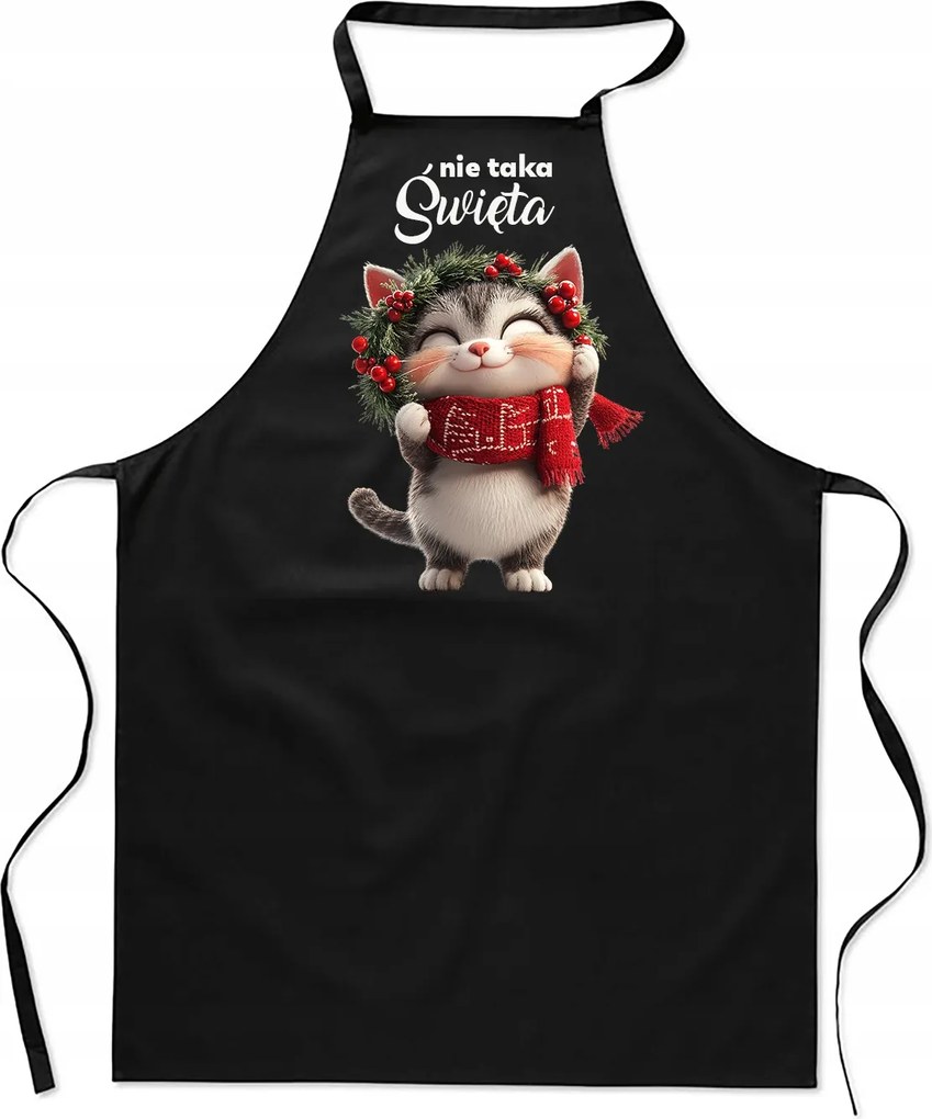 Konyhai Kötény Női férfi karácsonyi pamut nyomott mintás fekete