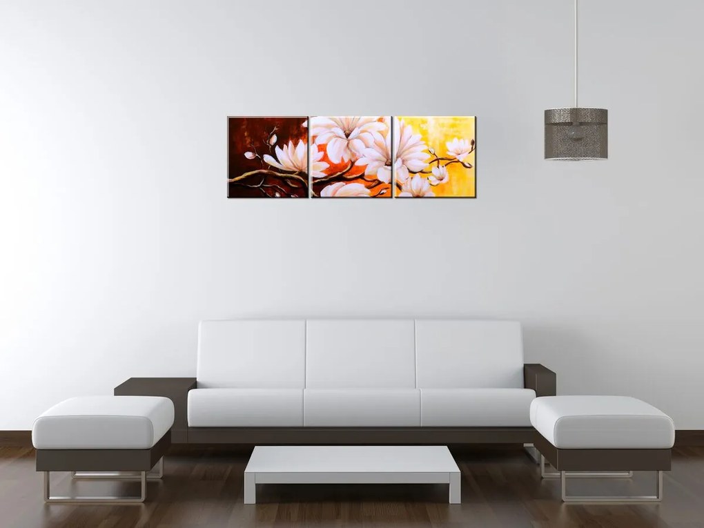 Gario Vászonkép Színes magnóliák - 3 részes Méret: 90 x 70 cm