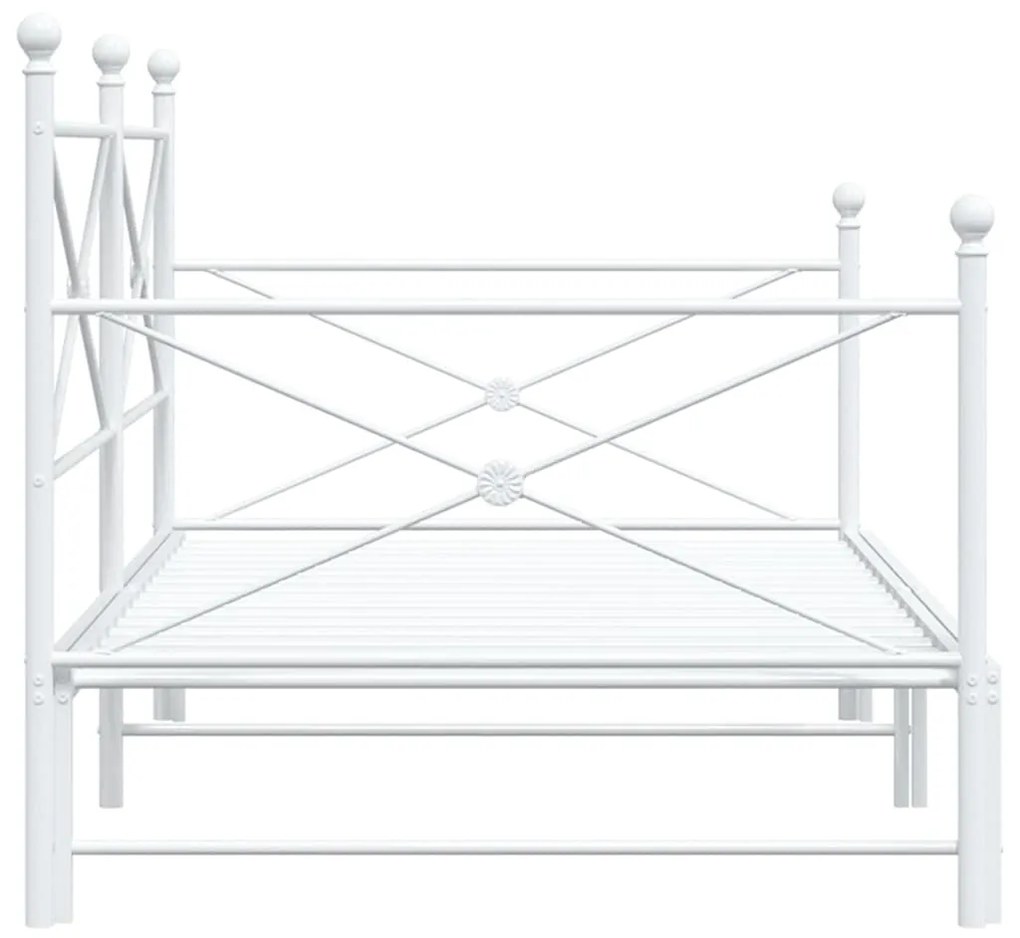 Daybed with Trundle without Mattress White 107x203 cm acél