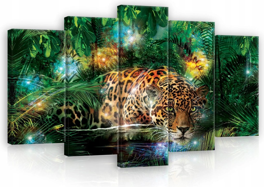 Vászon Falikép Jaguar Tigris Modern Nagy 5 Részes 100x60