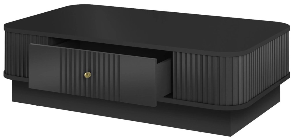 Vesper fiókos dohányzóasztal 103x60 cm talapzaton - fekete / arany fogantyú