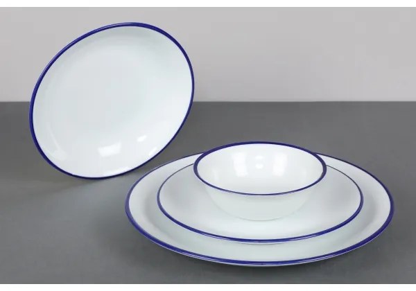 24 részes porcelán étkészlet, fehér/kék
