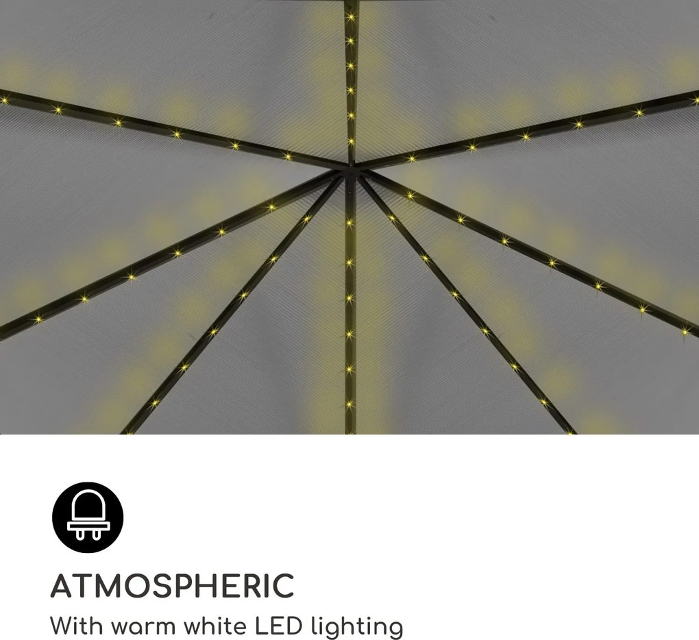 Blumfeldt Pantheon Solid Sky Ambient Solar, pavilon szürke tetővel, 3 × 3 m, polikarbonát, alumínium