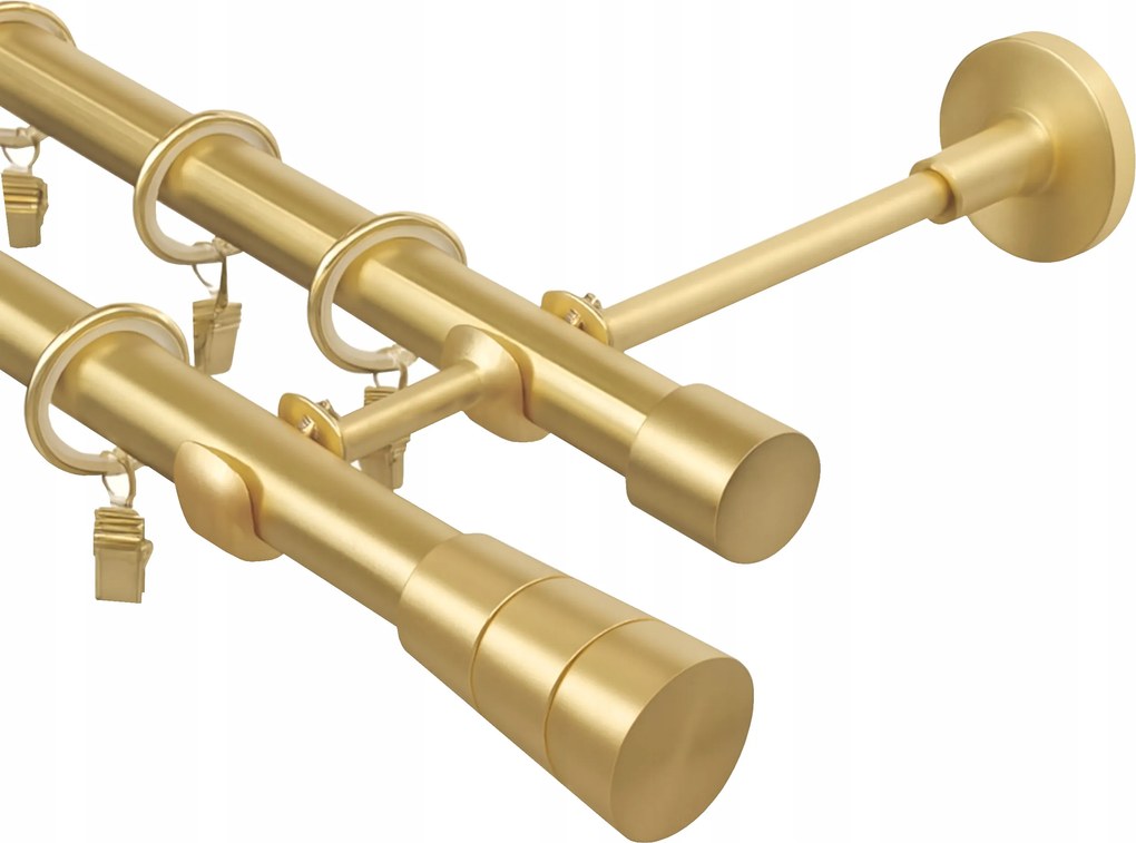 Fém Függönykarnis Dupla 19mm MIX Végű Sárgaréz Matt 300cm galvanizált