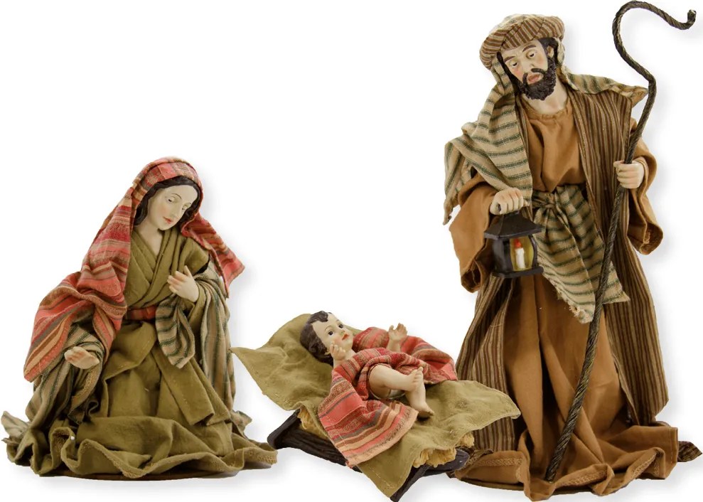 Szent Család Betlehemhez, Anyagból Készült Ruhában, 30cm magas figurákhoz