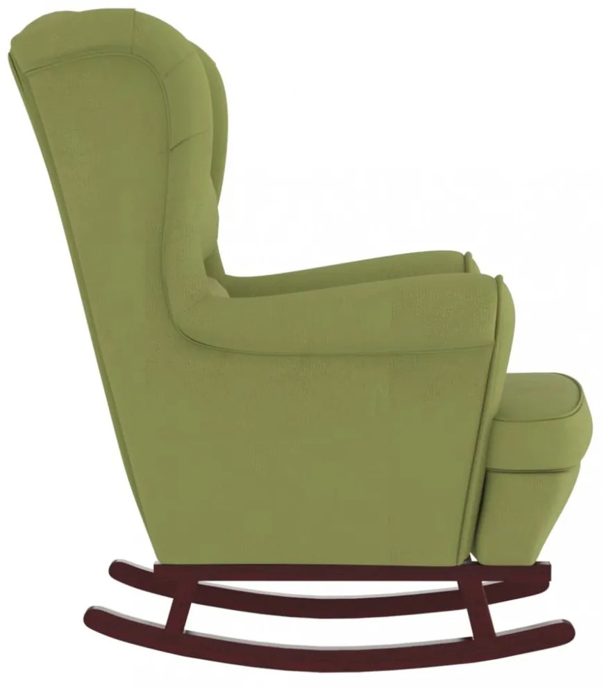 hintaszék, világoszöld bársony és tömörfa háttámlával