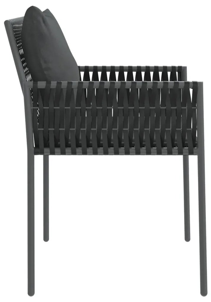 2 db fekete polyrattan kerti szék párnával 54 x 61 x 83 cm
