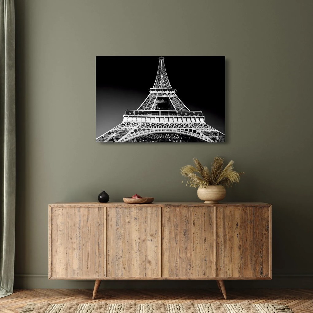 Kép - Eiffel-torony, fekete-fehér (90x60 cm)