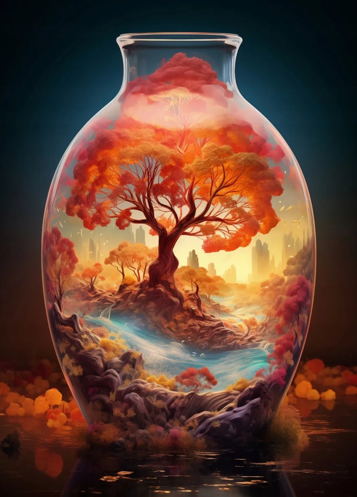 Poszter 39,5x55cm Az élet fája üvegben