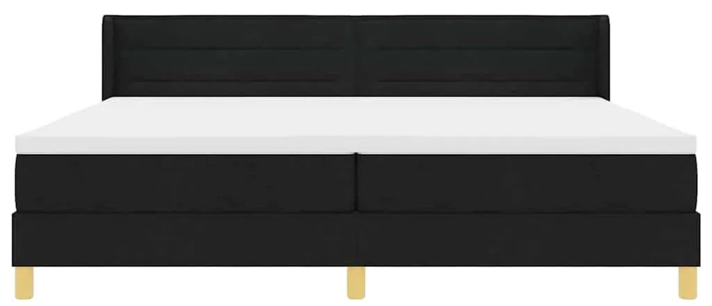 Boxrugós ágy Fekete és fehér és fekete 200 x 200 cm Hab