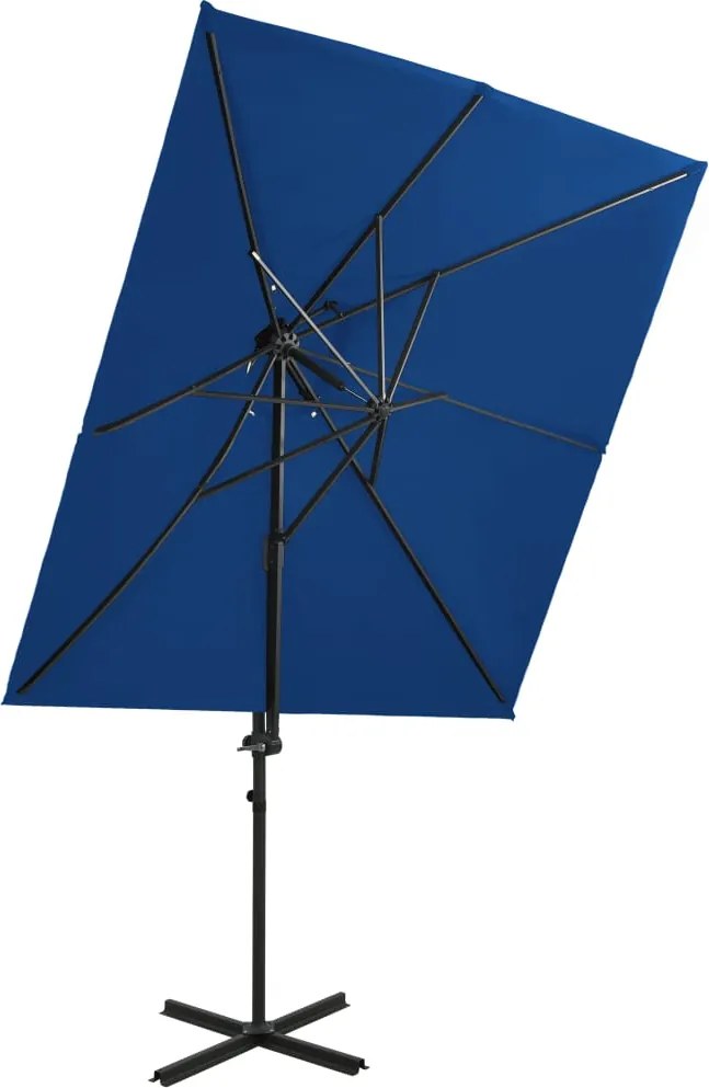 vidaXL azúrkék dupla tetejű konzolos napernyő 250 x 250 cm