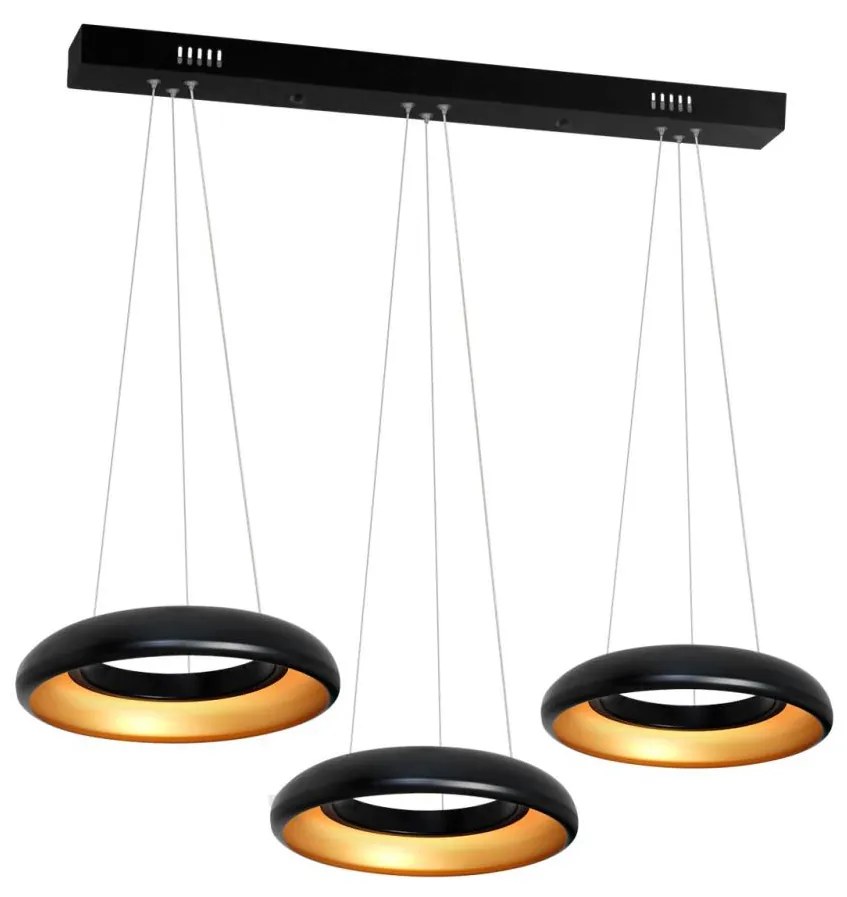 LED Csillár zsinóron RONDO 3xLED/12W/230V fekete