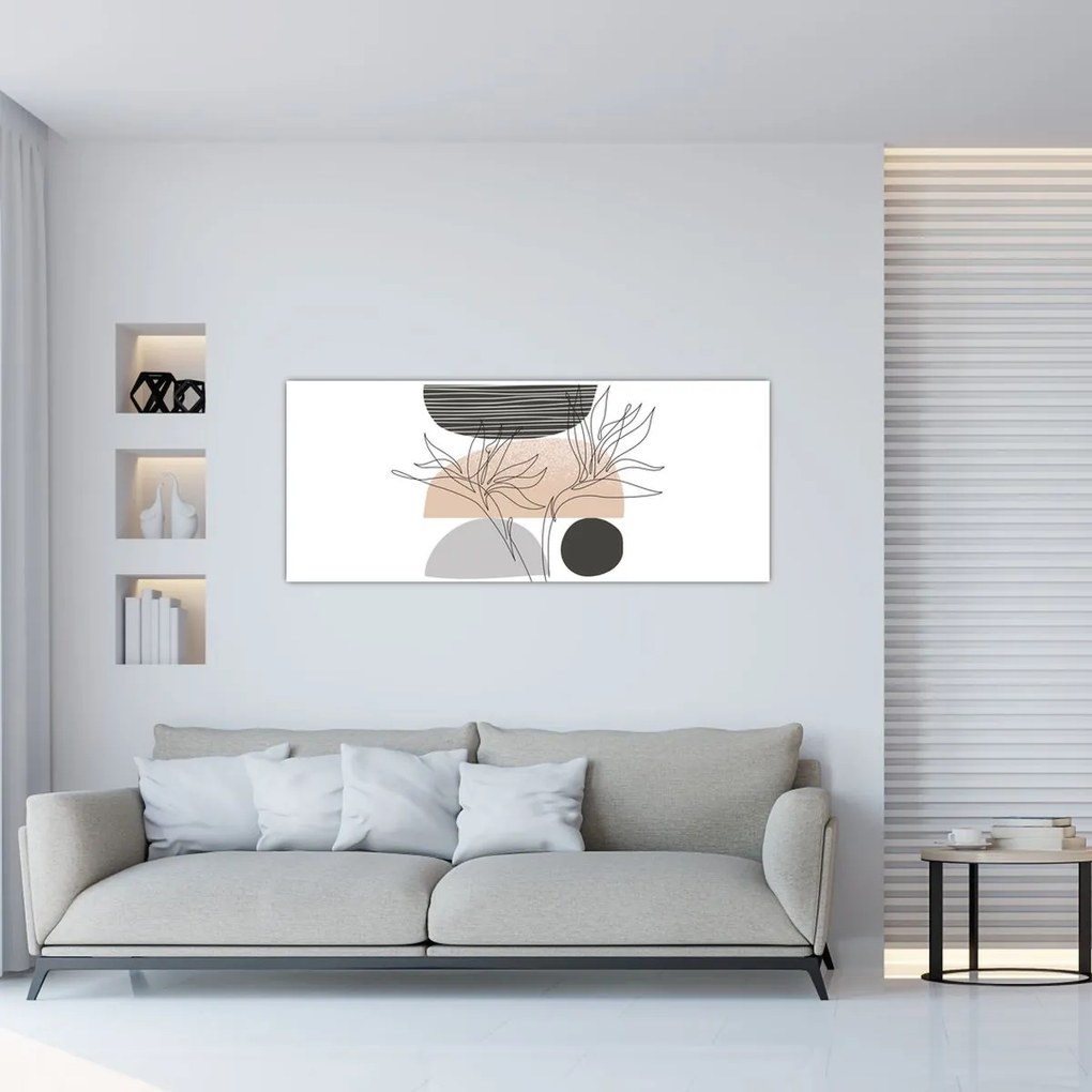 Kép - Vonal művészet virágok N⁰2 (120x50 cm)