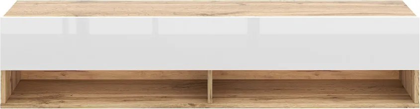 TV szekrény 140 cm 1 ajtós Wotan tölgy / fehér magasfény színkombinációban – DERBY