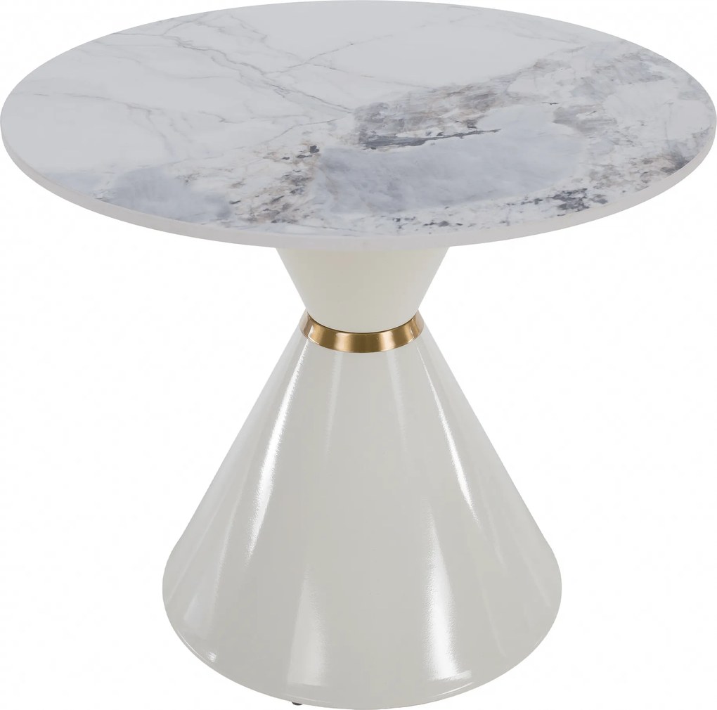 Dohányzóasztalok, 2 db-os szett, fehér márvány/fehér/arany, acél, MABUZ