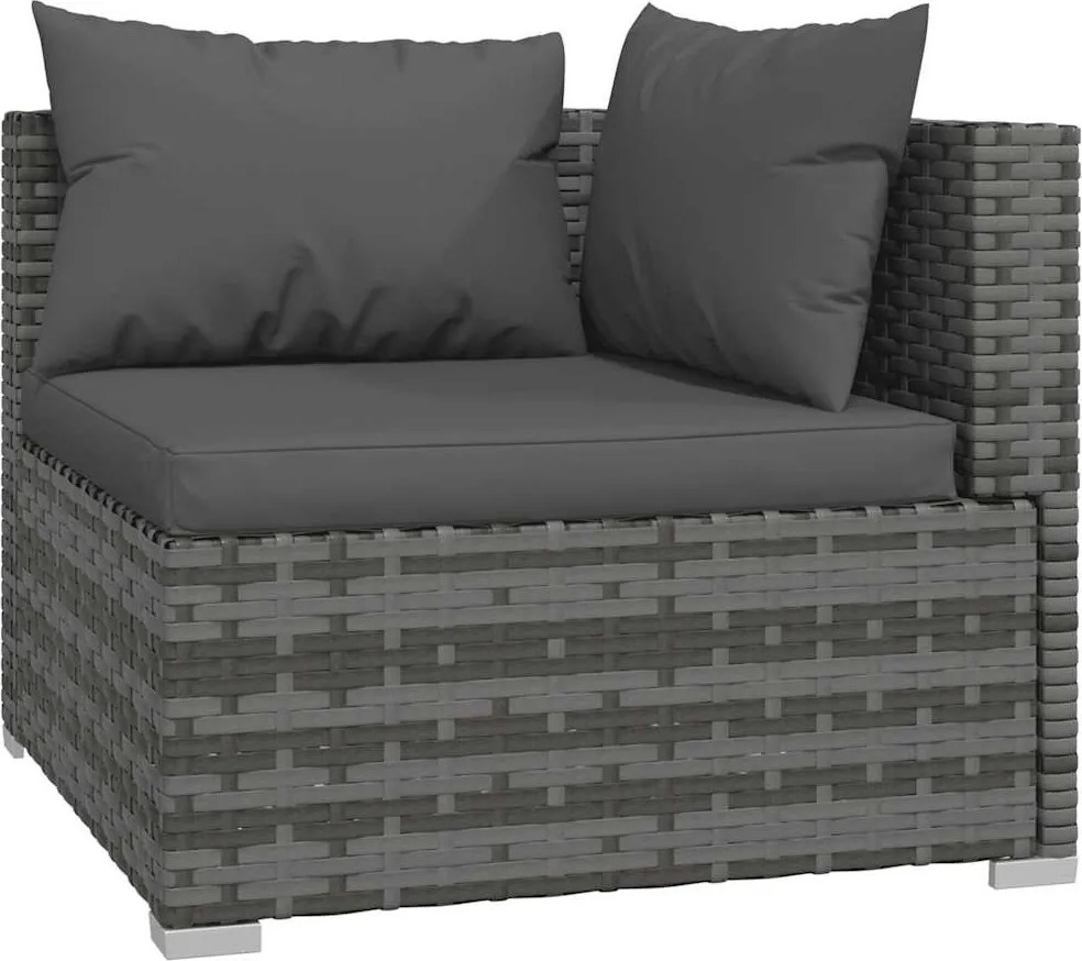 5 részes szürke polyrattan kerti ülőgarnitúra párnákkal