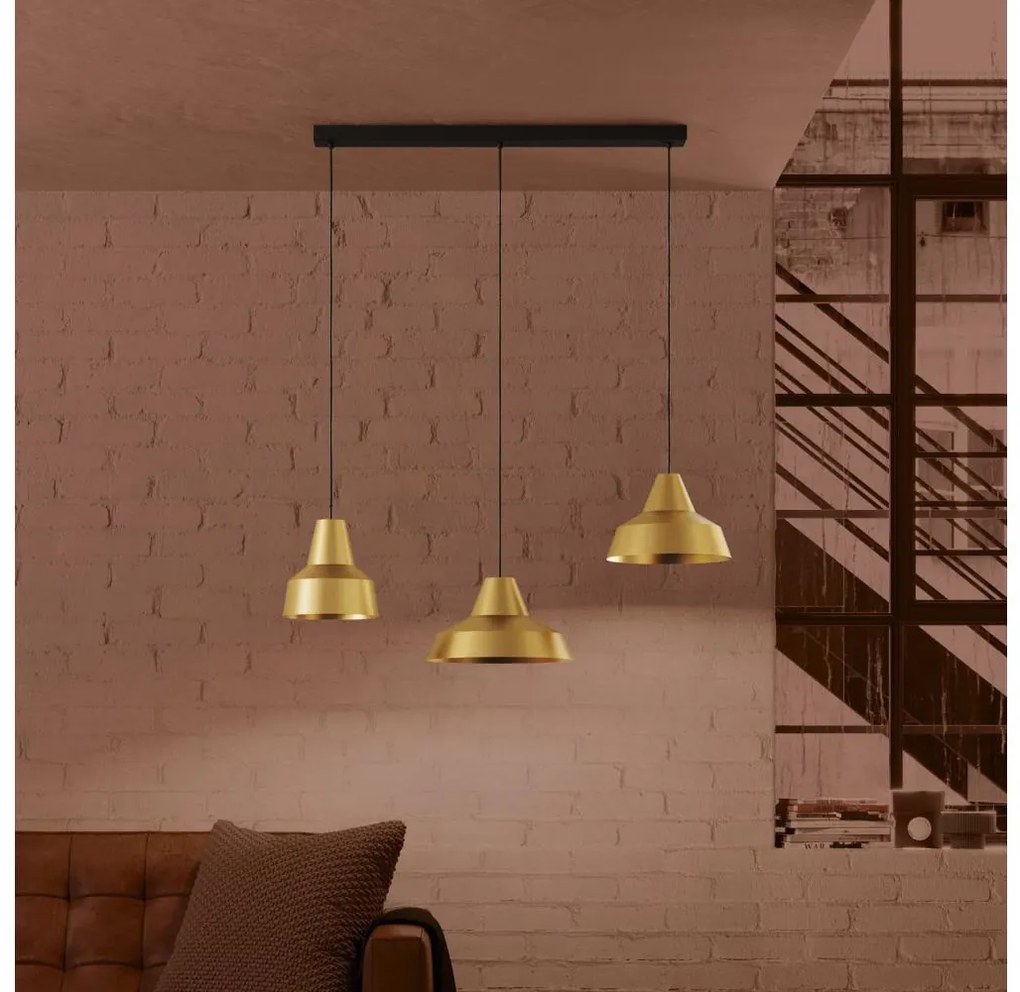 Eglo 390016 - Csillár zsinóron SAVARNA 3xE27/40W/230V arany