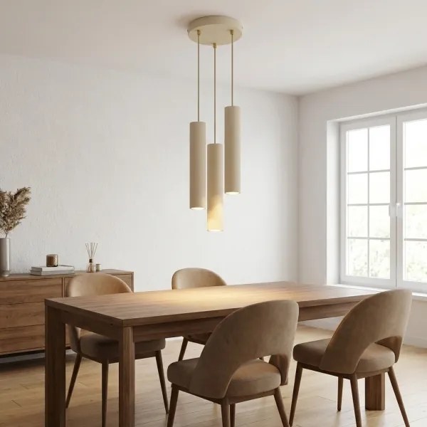 Brilagi - Kábelen függesztett csillár TUBE 3xGU10/15W/230V bézs/arany