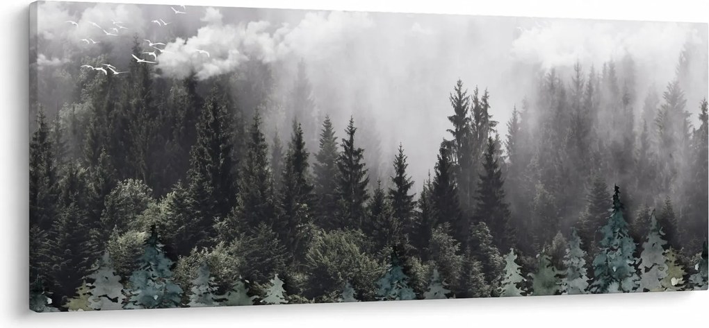 Kép - Erdő illusztrált elemekkel (120x50 cm)