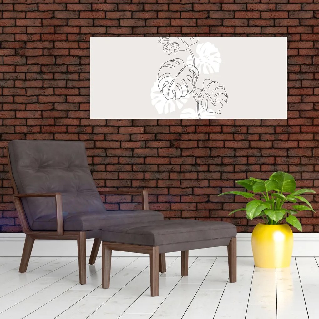 Kép - Vonalkép monstera N⁰3 (120x50 cm)