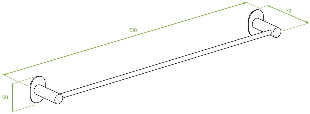 Laveo Miri, törölközőtartó 610 mm, arany fényes, LAV-ALM_G16S