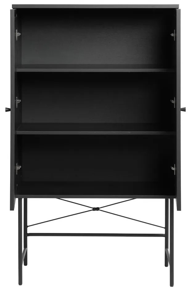Fekete szekrény tölgyfa dekorral 80x135 cm Pensacola – Unique Furniture