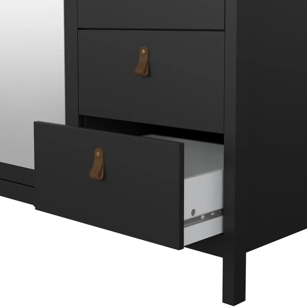 Fekete ruhásszekrény tükörrel 150x199x58 cm Madrid – Tvilum