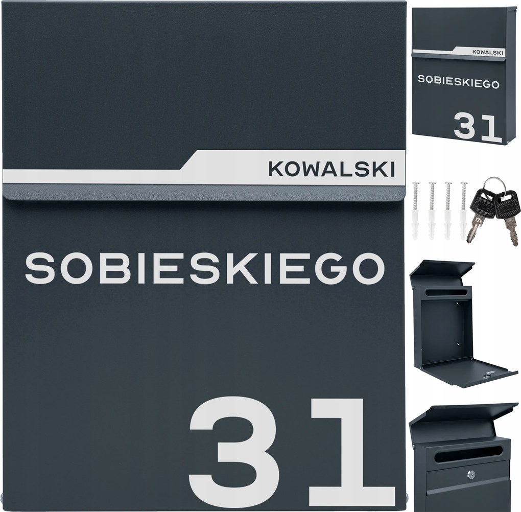 Postaláda Posta Antracit Felirat Cím Utca Szám