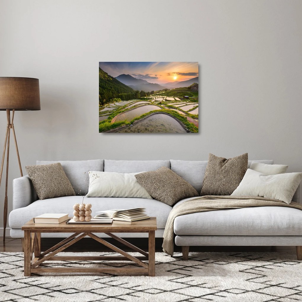 Üveg kép - Rizsteraszok (70x50 cm)