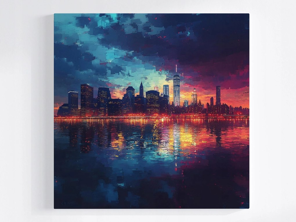 Poszter Város Panoráma Manhattan New York Este 40x40