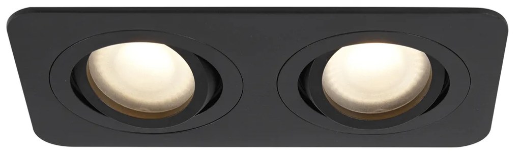 6 darabos, lekerekített, süllyesztett spotlámpa szett, fekete GU10 50mm, forgatható és dönthető, IP44 2-lámpás - Alberto