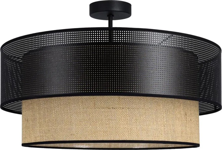 BORHO felületre szerelhető csillár 1xE27/60W/230V, átm. 40 cm, fekete/juta