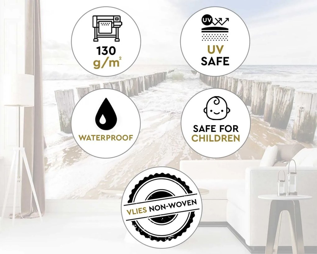 Gario Fotótapéta Hullámtörok a tenger mellett Anyag: Vlies, Méret: 400 x 280 cm