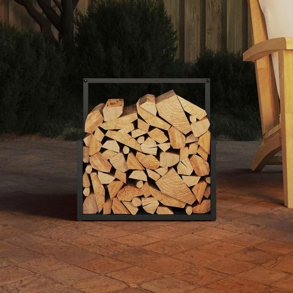 fekete hidegen hengerelt acél tűzifatároló 40x40x40 cm