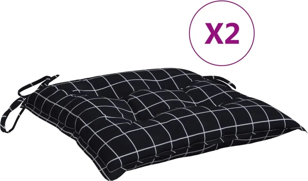 vidaXL 2 db fekete kockás oxford szövet székpárna 50 x 50 x 7 cm