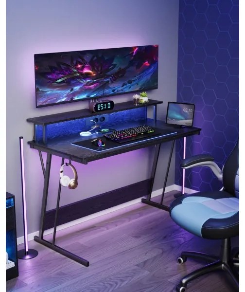 SOLEA-X fekete íróasztal háttérvilágítással