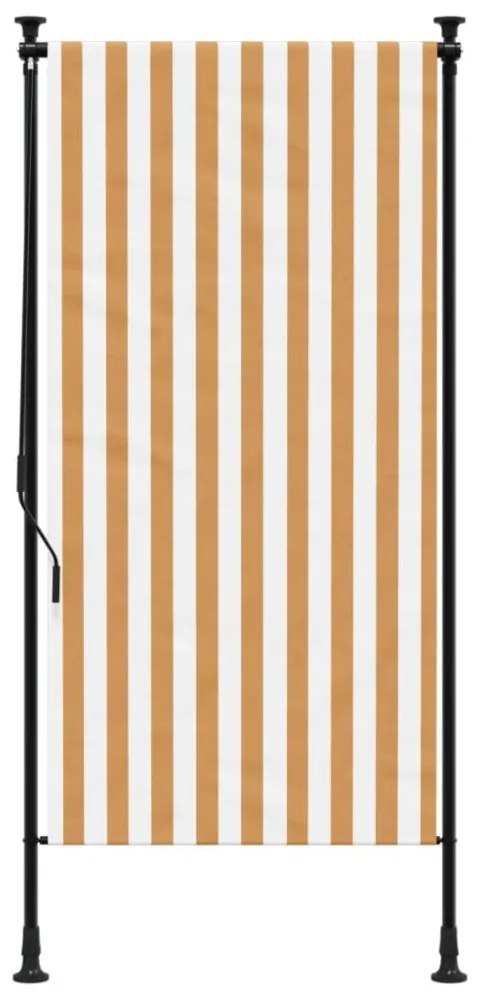 narancssárga és fehér szövet és acél kültéri roló 100 x 270 cm