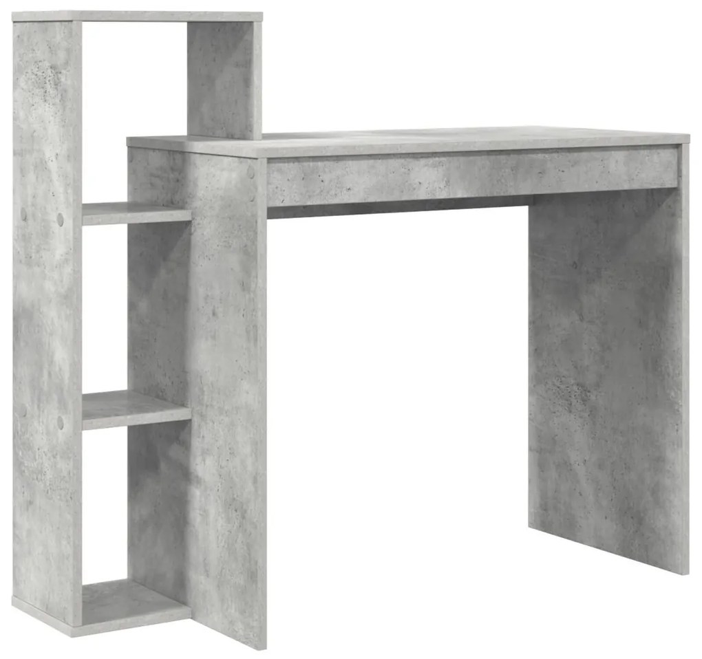Asztal polcokkal Beton szürke 100 x 40 x 90 cm Faanyag