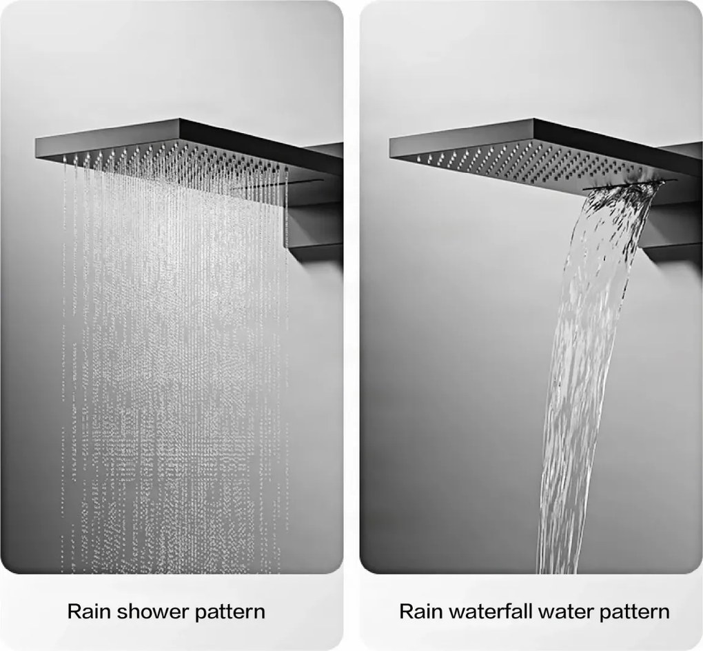 Falba süllyesztett zuhanyrendszer ELITE EDITION BCS1050 LED-kijelzővel, több színváltozatban — Matt fekete — Két kimenetes