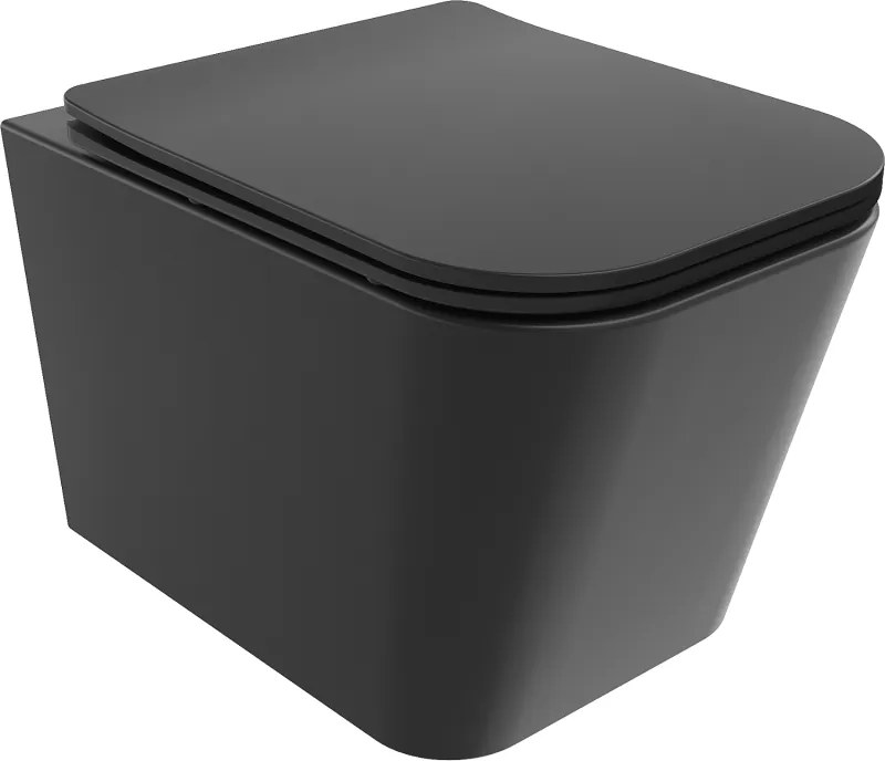 Mexen Teo Rimless WC csésze lassan záródó slim deszkával, duroplast, fekete matt - 30850685
