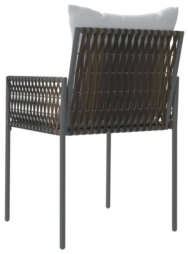 2 db barna polyrattan kerti szék párnával 54 x 61 x 83 cm