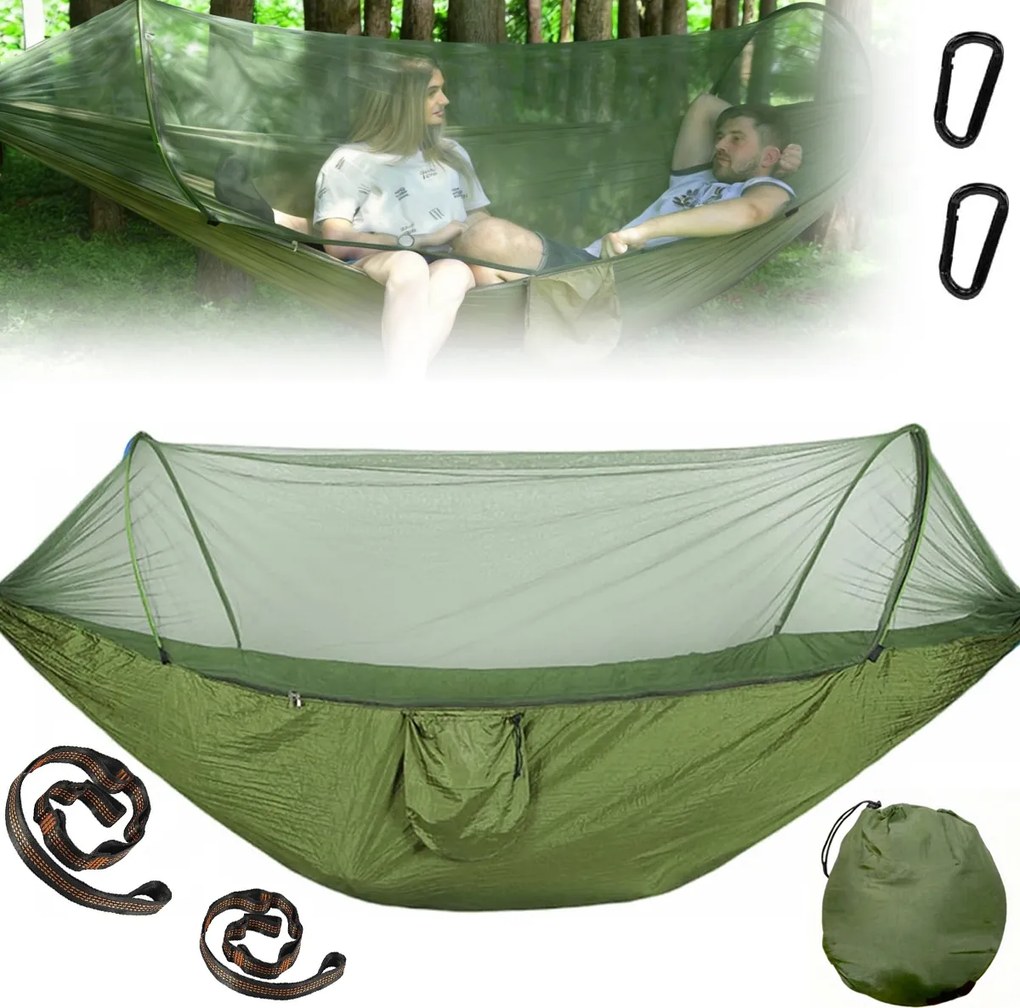 Kerti Függőágy Szúnyoghálóval Erős Kötött Hinta