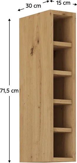 Felső nyitott szekrény, artisan tölgy, MONRO 15 G-72 OTW