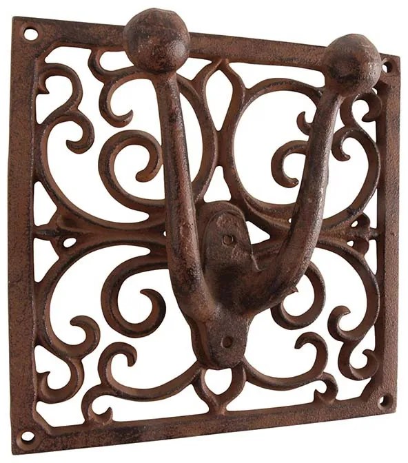 Öntöttvas akasztó, 2 fogassal, 17 x 17 cm