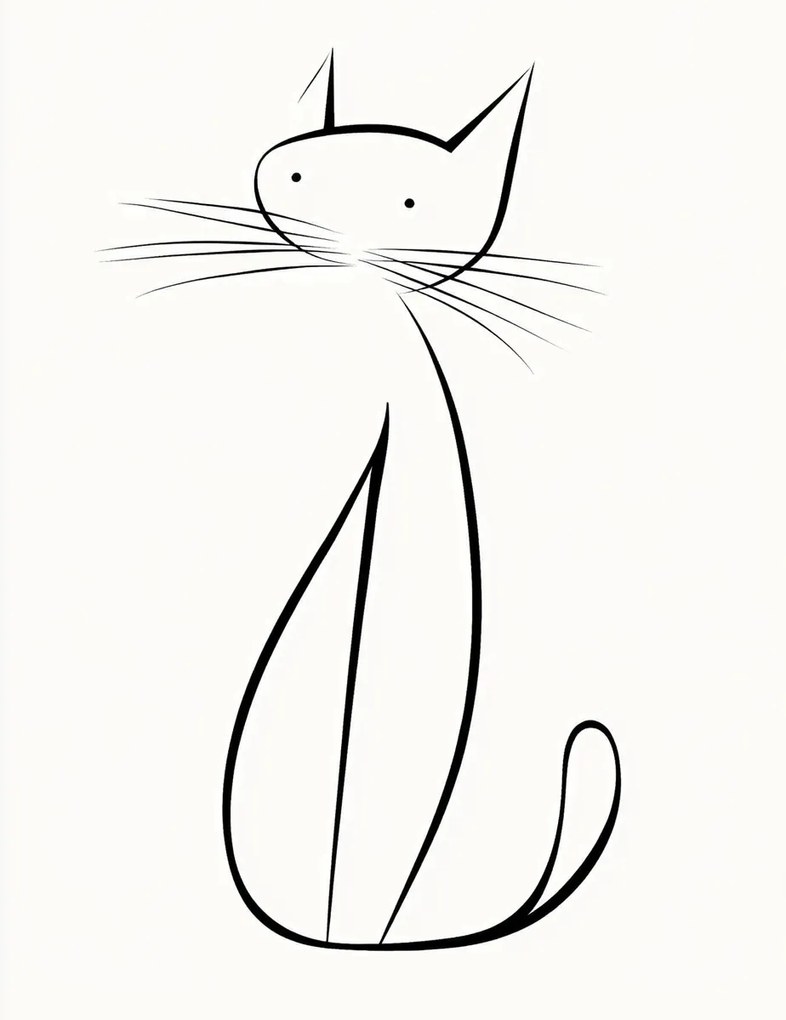 Vászonkép Canvas Grafika Line Art Rajz Macska Portré Vonal 60x80