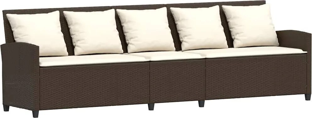 vidaXL 5 személyes barna polyrattan kerti kanapé párnával