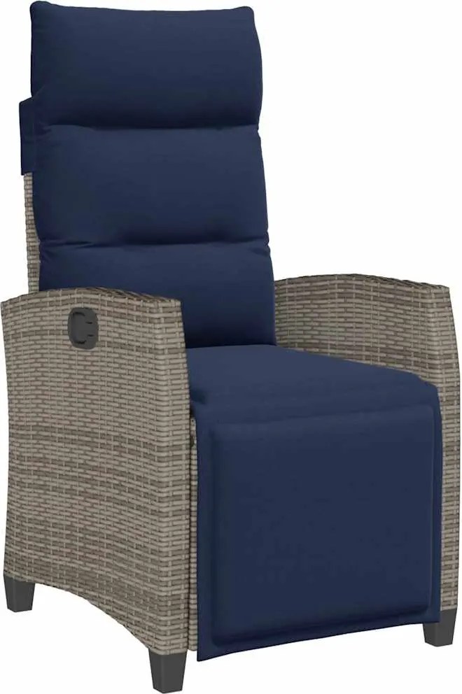 vidaXL szürke polyrattan fekvő kerti szék oldalsó asztallal